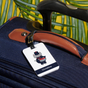 Étiquette À Bagage Groupecercle Tambour Chat Personnaliser Bleu Rouge