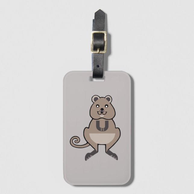 Étiquette À Bagage Guerrier de la faune -Joyeux QUOKKA- Marsupial - N (Devant Vertical)