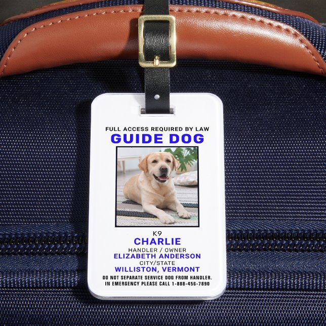Étiquette À Bagage Guide personnalisé Dog Service Chien Badge photo (Créateur téléchargé)