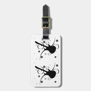 Étiquette À Bagage Guitare Avec Notes Musicales