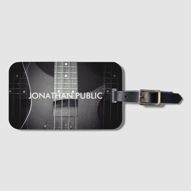 Étiquette À Bagage Guitare basse de musique personnalisée Ajouter un  (Devant Horizontal)