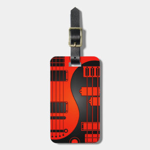 Étiquette À Bagage Guitare et Yin bas Yang rouge et noir
