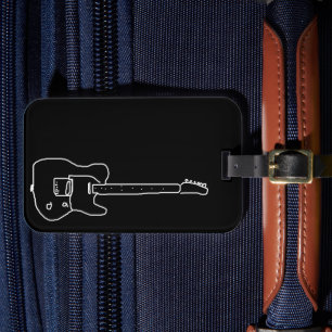 Étiquette À Bagage Guitare noire et blanche