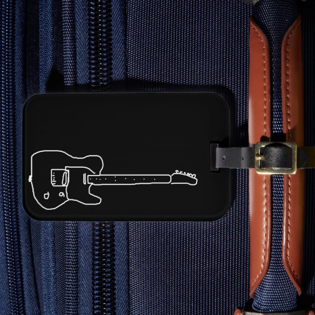 Étiquette À Bagage Guitare noire et blanche (Insitu Rectoal 4)