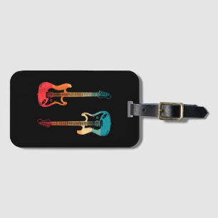 Étiquette À Bagage Guitare Rétro Guitariste Électrique Basse Guitare 