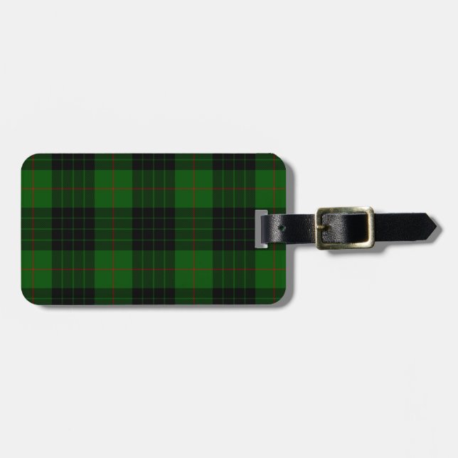 Étiquette À Bagage Gunn tartan vert noir plaid (Devant horizontal)