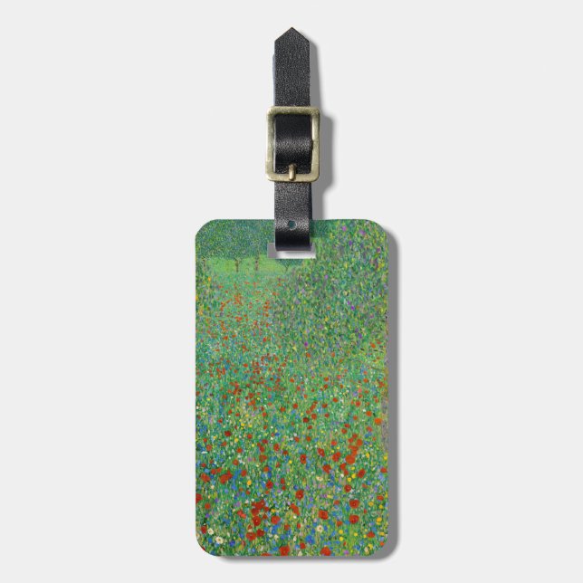 Étiquette À Bagage Gustav Klimt - Champ de coquelicots (Devant Vertical)