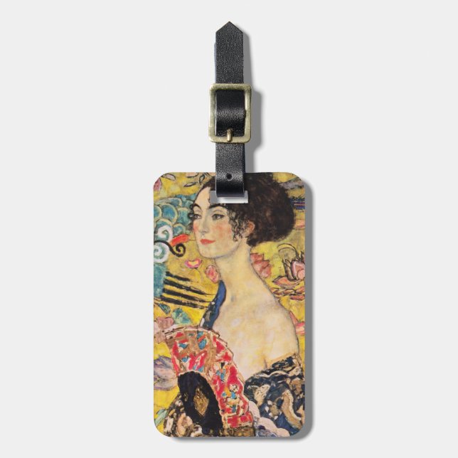 Étiquette À Bagage Gustav Klimt - Dame avec ventilateur (Devant Vertical)