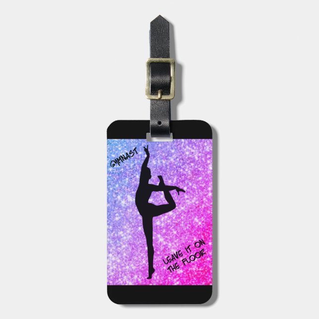 Étiquette À Bagage Gymnaste Laissez-le sur le sol Personnalisé violet (Devant Vertical)