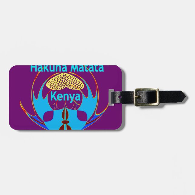 Étiquette À Bagage "Hakuna Matata Kenya" Papillon Art Imprimer/Graphi (Devant horizontal)