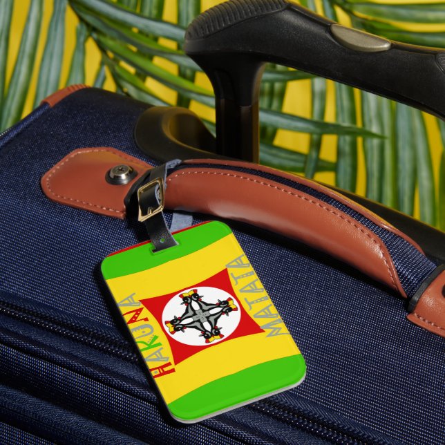 Étiquette À Bagage Hakuna Matata Rasta Couleur Rouge Vert Doré (Insitu Rectoal 1)