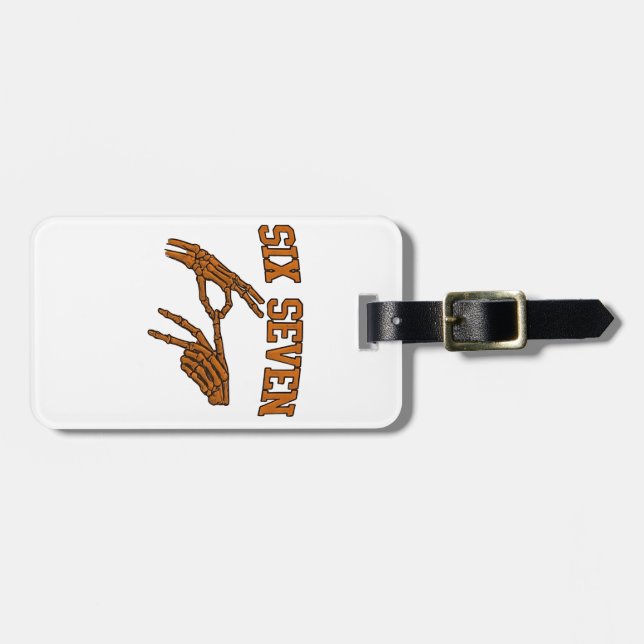 Étiquette À Bagage Halloween Six Sept Mèmes Langue Des Signes 67 Maso (Devant horizontal)