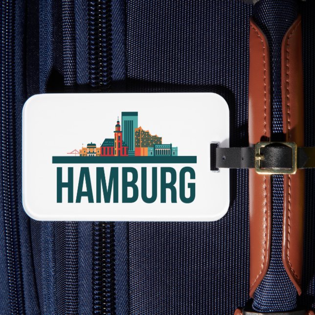 Étiquette À Bagage Hambourg Allemagne Skyline (Insitu Rectoal 4)
