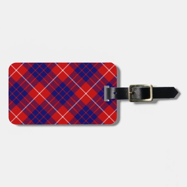 Étiquette À Bagage Hamilton tartan rouge bleu violet plaid (Devant horizontal)
