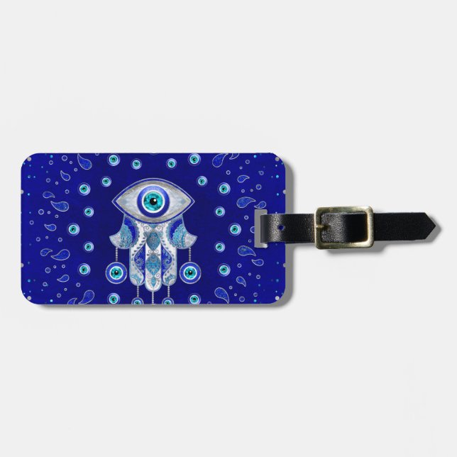 Étiquette À Bagage Hamsa Hand-Evil Eye Amulet (Devant horizontal)
