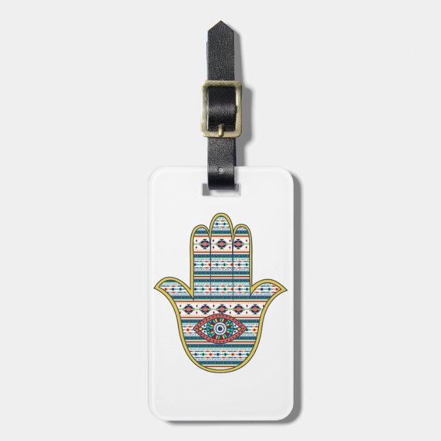 Étiquette À Bagage HAMSA Main du symbole Fatima (Devant Vertical)