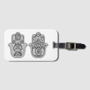 Étiquette À Bagage Hamsa tiré par la main avec des ornements