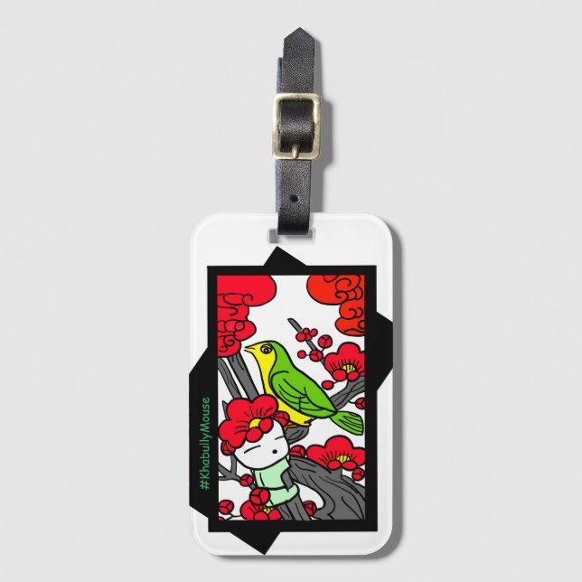 Étiquette À Bagage Hanafuda Japanese Playing Cards Khabully Mouse (Devant Vertical)