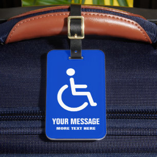 Étiquette À Bagage Handicap désactivé symbole ajouter le message bleu