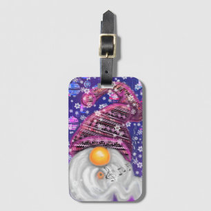 Étiquette À Bagage Happy Gnome In Purple Hat  