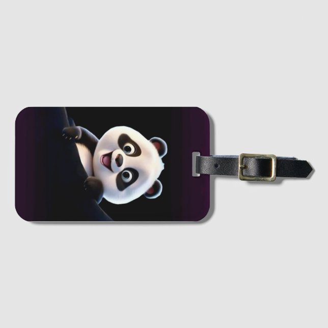 Étiquette À Bagage Happy Little Panda (Devant Horizontal)