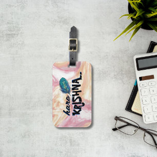 Étiquette À Bagage "Hare Krishna" Peacock Feather Hindu