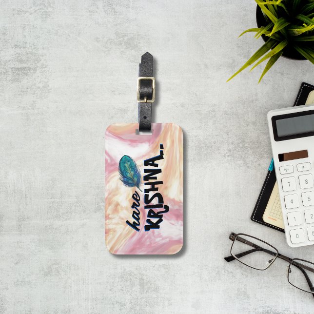 Étiquette À Bagage "Hare Krishna" Peacock Feather Hindu (Créateur téléchargé)