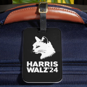 Étiquette À Bagage Harris Waltz 2024 Élection Drôle Chat Kamala Tim