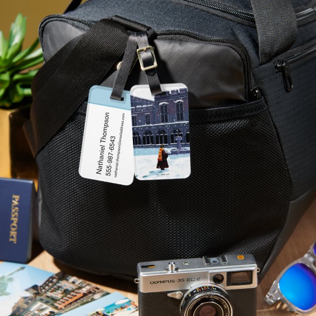 Étiquette À Bagage HARRY POTTER ™ & Hedwig dans la cour de HOGWARTS ™ (Recto & Verso)