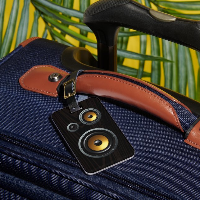 Étiquette À Bagage Haut-parleur à la mode Retro Wood Grain (Insitu Rectoal 1)