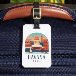 Étiquette À Bagage Havana Cuba Vintage Minimal Retro Voyage