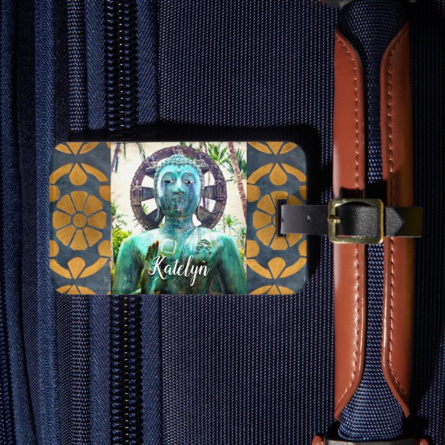 Étiquette À Bagage Hawaii Turquoise Bouddha Photo Nom personnalisé Sc (Insitu Rectoal 4)