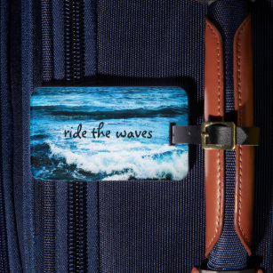 Étiquette À Bagage Hawaii Turquoise Ocean Photo Ride the Waves Citati