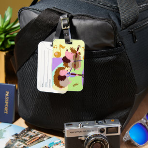 Étiquette À Bagage Hérisson musical monogramme personnalisé