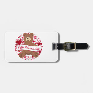 Étiquette À Bagage HEUREUSE SAINTE-VALENTIN ! Ours en peluche