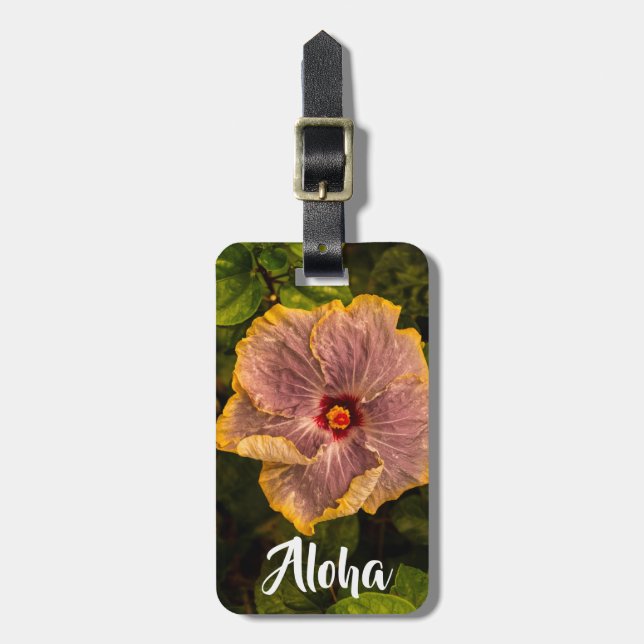 Étiquette À Bagage Hibiscus de Lilac à Hawaï de Kauai - Aloha (Devant Vertical)