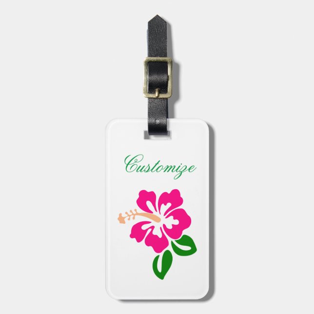 Étiquette À Bagage Hibiscus rose tropical Thunder_Cove (Devant Vertical)