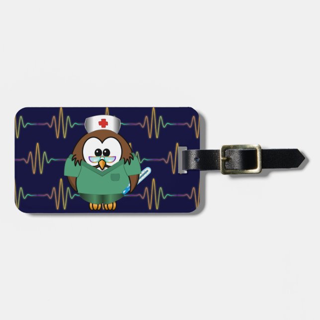 Étiquette À Bagage hibou d'infirmière (Devant horizontal)