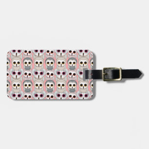 Étiquette À Bagage Hiboux Bébés sur Fond Rose Pâle Motif