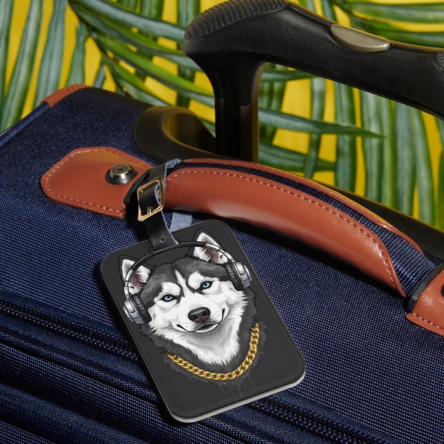 Étiquette À Bagage Hip-Hop Husky – Cool Streetwear Dog (Insitu Rectoal 1)
