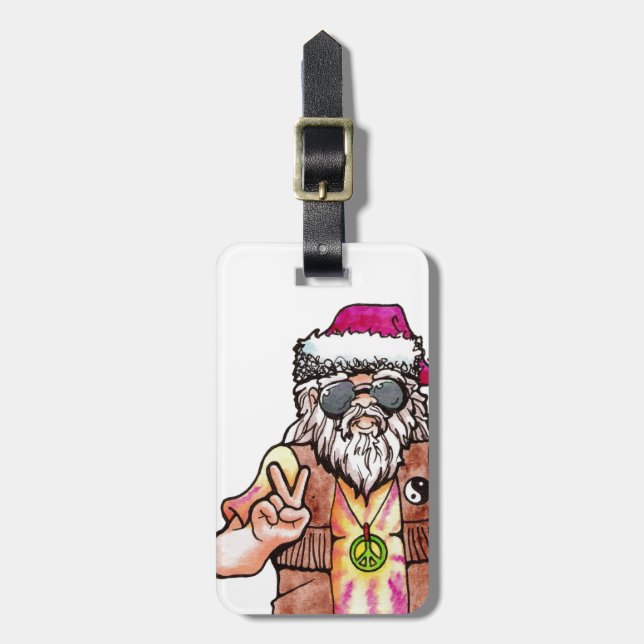 Étiquette À Bagage Hippie Père Noël (Devant Vertical)