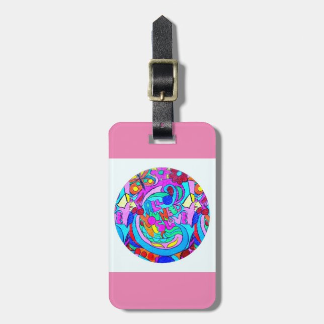 Étiquette À Bagage hippie super rose (Devant Vertical)
