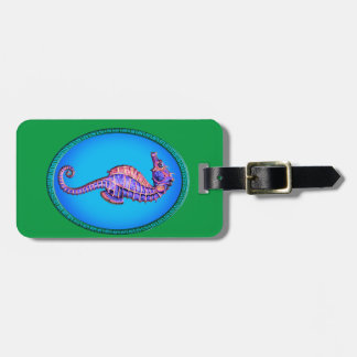 Étiquette À Bagage Hippocampe coloré ovale