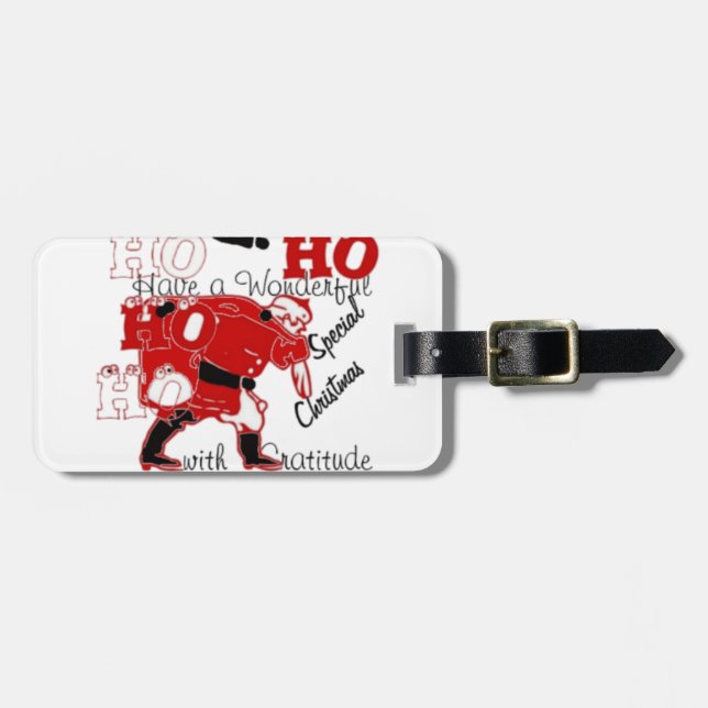 Étiquette À Bagage HOHOHO Avoir un merveilleux Noël avec gratitude (Devant horizontal)