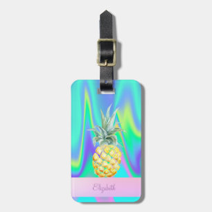 Étiquette À Bagage Holographique branché à ananas