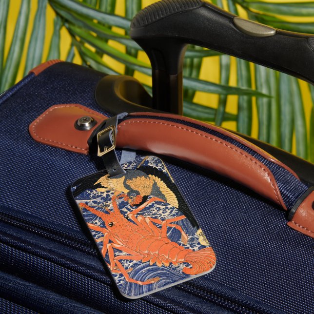 Étiquette À Bagage Homard et oiseaux japonais vintages (Insitu Rectoal 1)