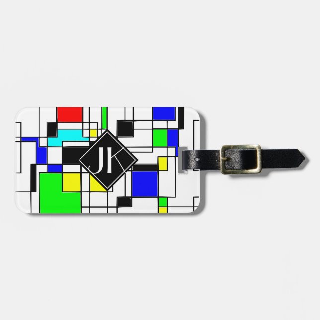 Étiquette À Bagage Hommage Random Carré À Mondrian (Devant horizontal)