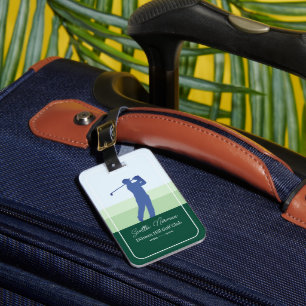 Étiquette À Bagage Homme golfeur bleu / Club de golf vert 