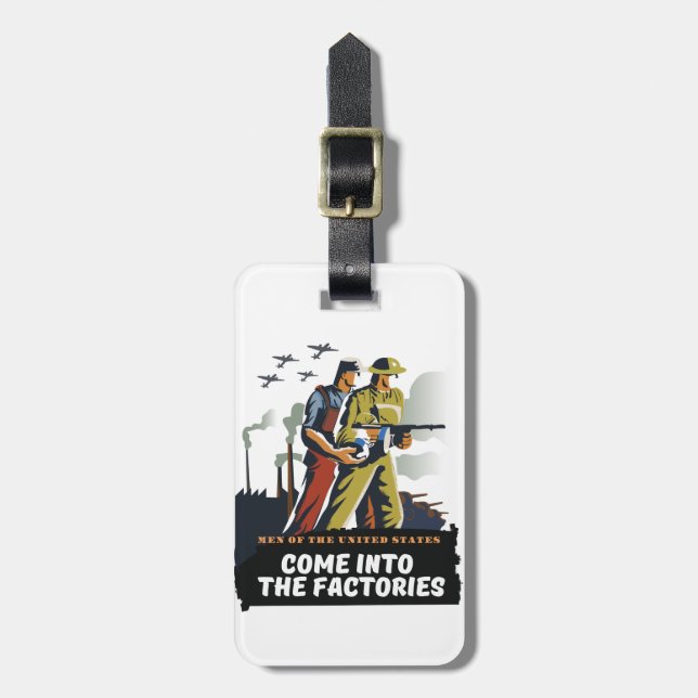 Étiquette À Bagage Hommes des États-Unis, affiche WW2 (Devant Vertical)