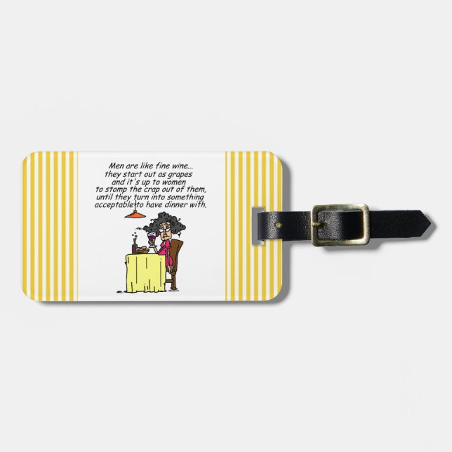 Étiquette À Bagage Hommes et humour de vin fin (Devant horizontal)